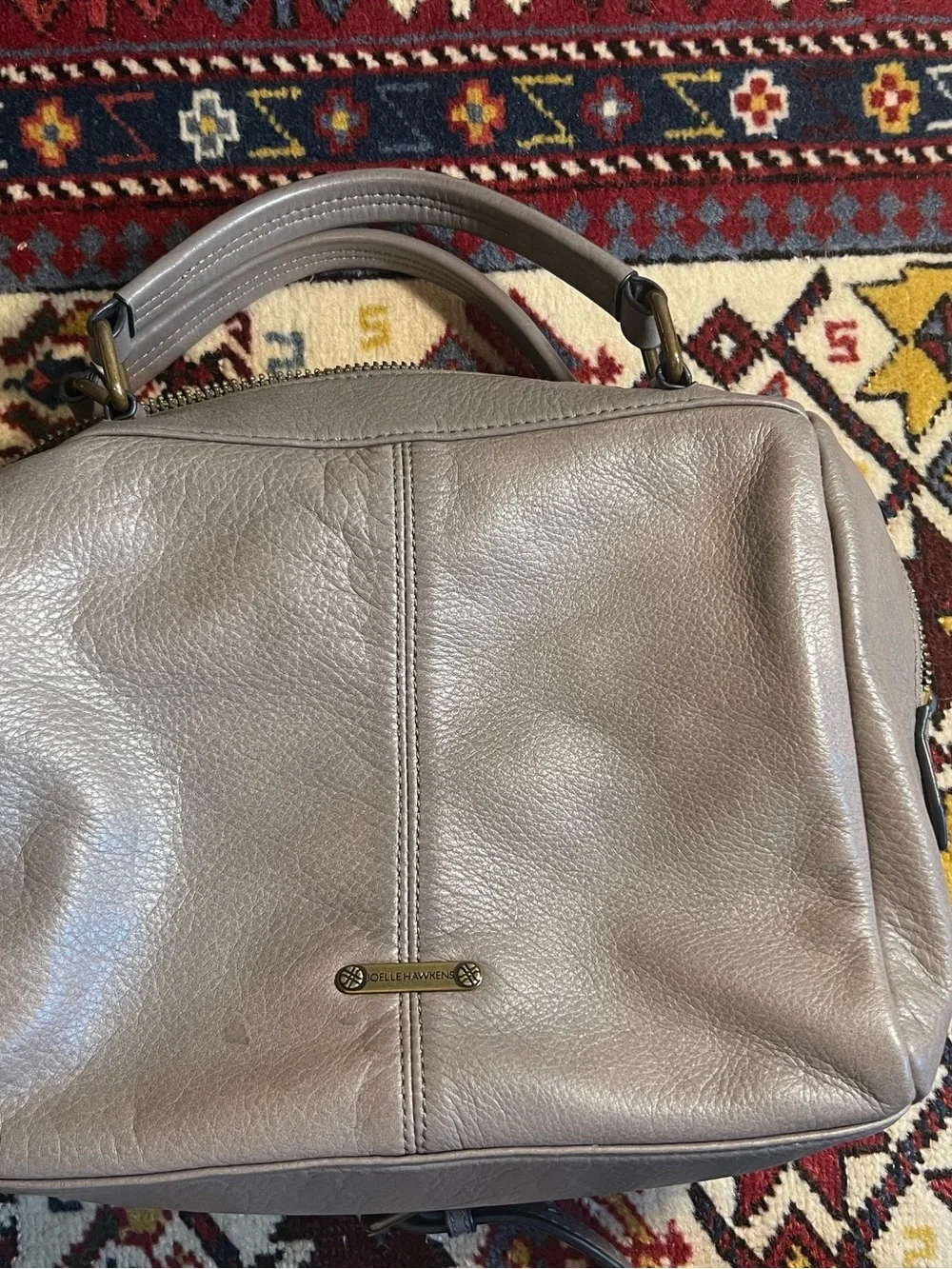 Joelle Hawkens Treesje Line Leather Satchel with Top Handle and Crossbody Strap